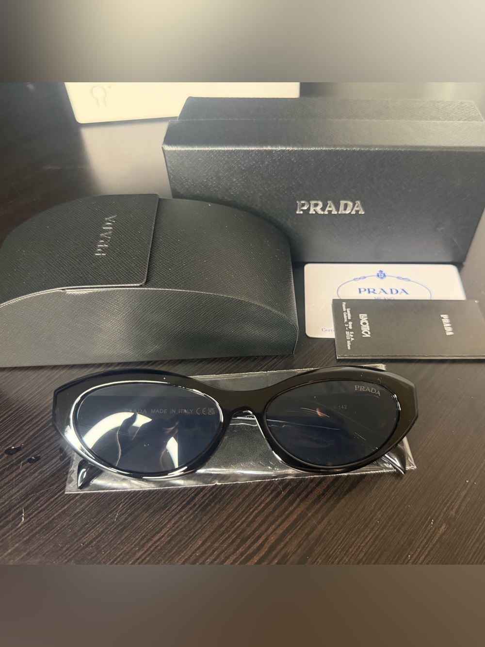 Prada Black Gloss Cat-Eye Sunglasses for Women